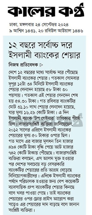 Islami Bank stocks price